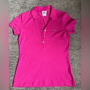 Lacoste hot pink womens polo size 38 medium. Golf and tennis